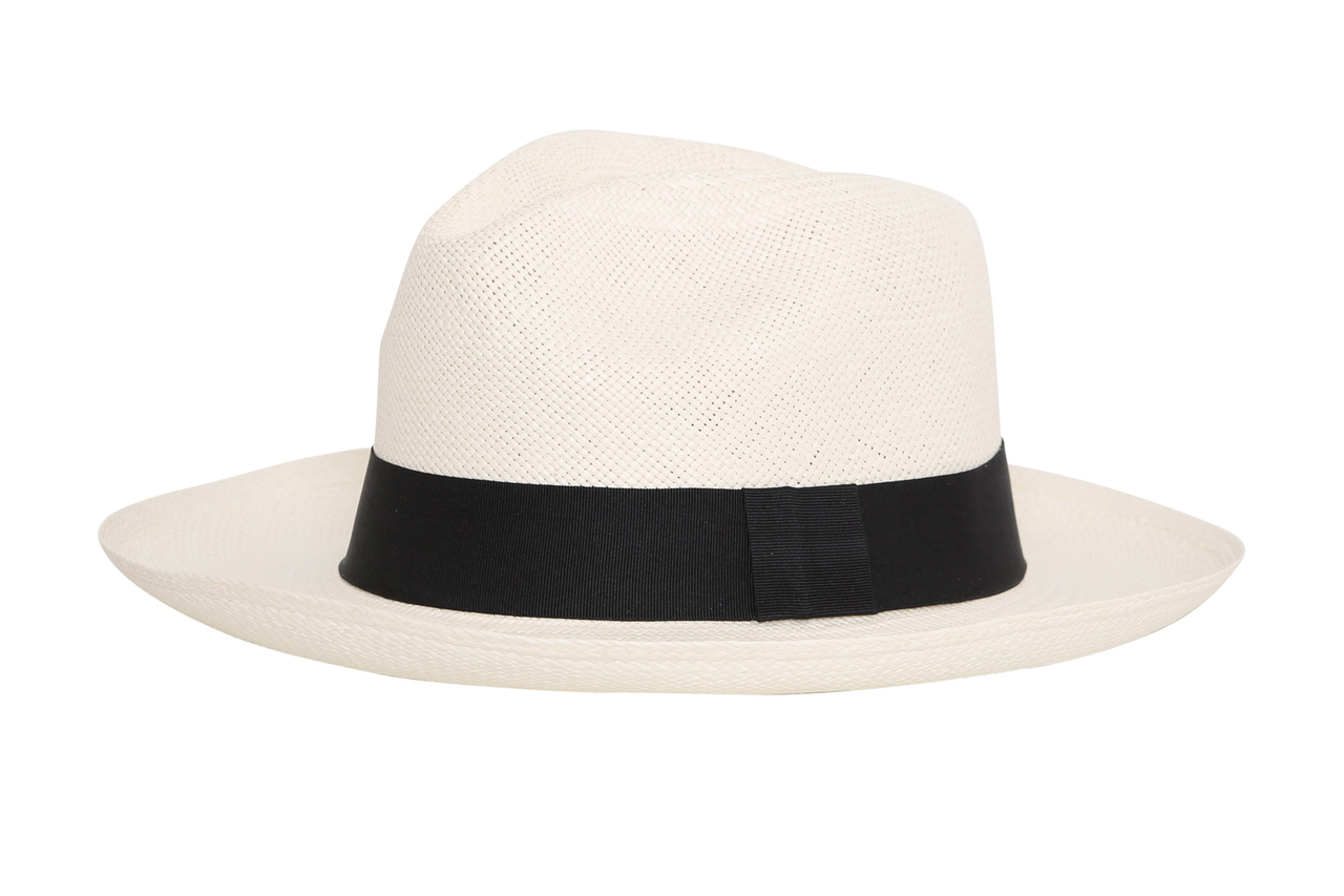 Brengen Bedelen Contour Tijdloos, elegant model witte hoed met de zwarte band - Ecualanda  Panamahoeden